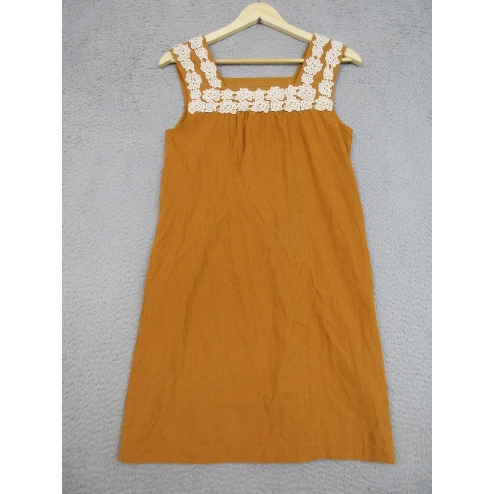 Plenty by Tracy Reese Boho Dress Women XS‎ Mustard Yellow Crochet Cottagecore